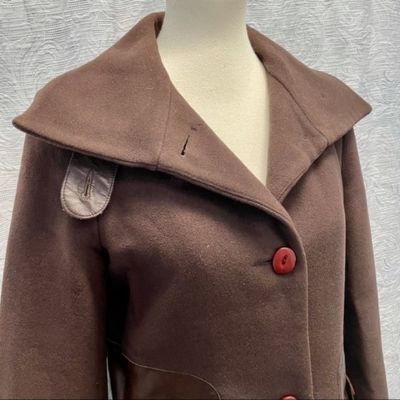 Mackage Wool/Cashmere Long Coat w Leather Trim - Picture 2 of 13